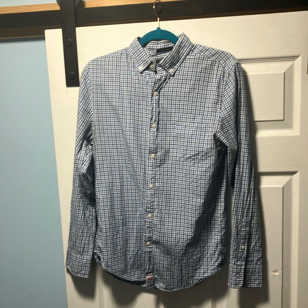 J. Crew Blue Checkered Casual Button Down Shirt
